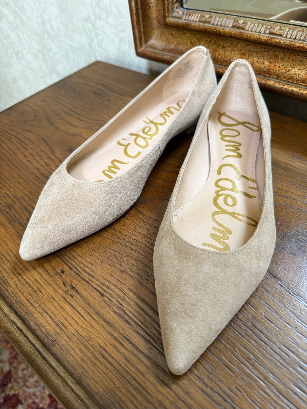 New without paper tag. Sam Edelman Sally Oatmeal Suede Pointed Toe Flats. 8 1/2. - Picture 11 of 11